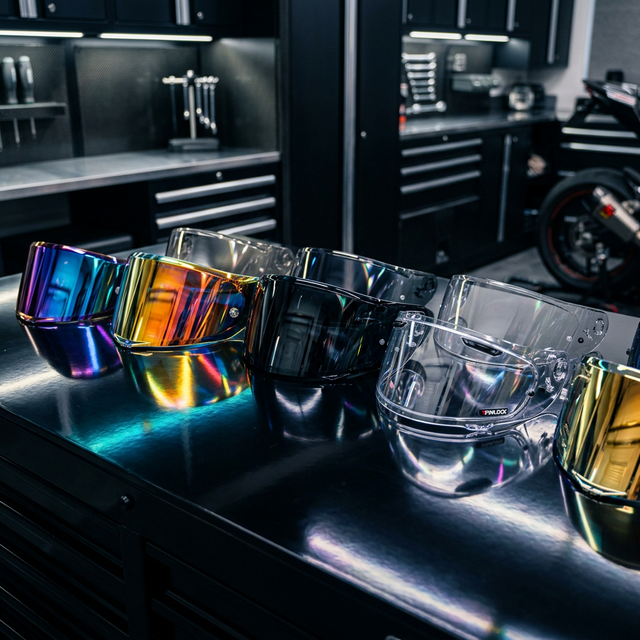 Variedad de visores para casco: iridium, humo y transparente